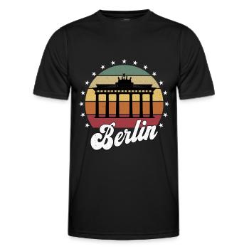 Berlin Germany Capital Souvenir Retro Shirt - Men's Functional T-Shirt - black - Front - AI Model Male 178 dark (178cm)