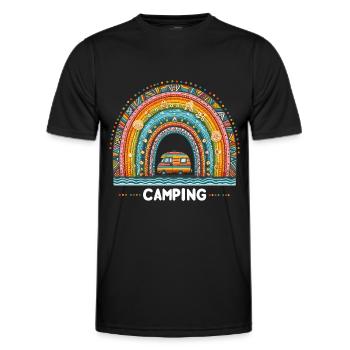 Rainbow Camping Tentes Holiday Time Out Caravane - T-shirt sport Homme - noir - Devant - AI Model Male 178 dark (178cm)