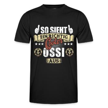 So sieht ein richtig cooler Ossi aus - Spruch - Männer Funktions-T-Shirt - Schwarz - Vorne - AI Model Male 178 dark (178cm)