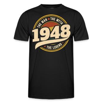 Man 1948 The Legend 75 Years Anniversary - Men's Functional T-Shirt - black - Front - AI Model Male 178 dark (178cm)
