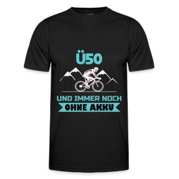Ü50 Radsport Fahrrad Lustiges Anti Ebike Shirt - Männer Funktions-T-Shirt - Schwarz - Vorne - AI Model Male 178 dark (178cm)