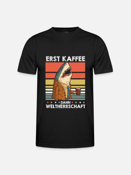 Haifisch Kaffee - Männer Funktions-T-Shirt - Schwarz