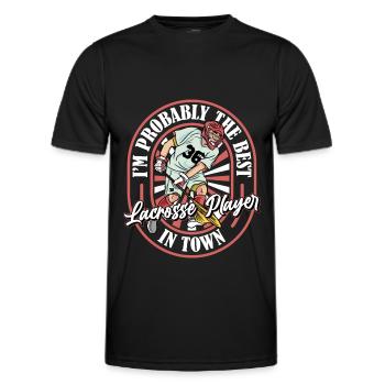 Lacrosse Witzig - Männer Funktions-T-Shirt - Schwarz - Vorne - AI Model Male 178 dark (178cm)