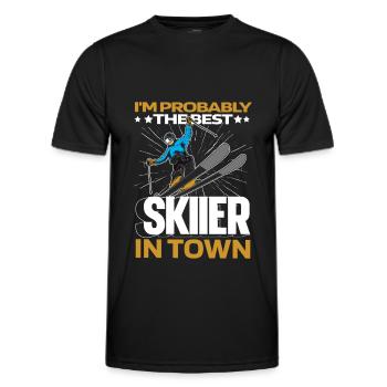 Skiing Apres Ski Fun - Men's Functional T-Shirt - black - Front - AI Model Male 178 dark (178cm)