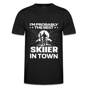 Skiing Apres Ski Funny - Men's Functional T-Shirt - black - Front - AI Model Male 178 dark (178cm)