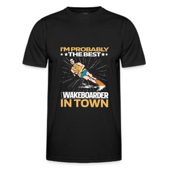 Wakeboard Wakeboarder Witzig - Männer Funktions-T-Shirt - Schwarz - Vorne - AI Model Male 178 dark (178cm)