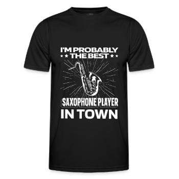 Saxophone Saxophone Drôle - T-shirt sport Homme - noir - Devant - AI Model Male 178 dark (178cm)