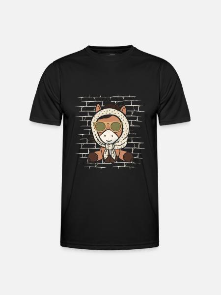 Pferd Reitsport - Männer Funktions-T-Shirt - Schwarz