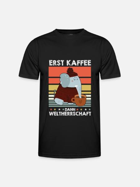 Elefant Kaffee - Männer Funktions-T-Shirt - Schwarz