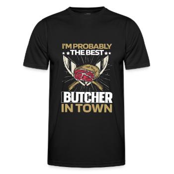 Fleischer Metzger Schlachter Messer - Männer Funktions-T-Shirt - Schwarz - Vorne - AI Model Male 178 dark (178cm)