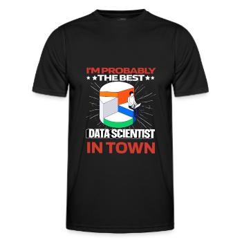 Analyste de données en science des données Lustig - T-shirt sport Homme - noir - Devant - AI Model Male 178 dark (178cm)