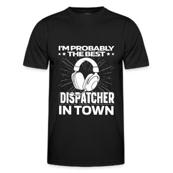 Casque d’opération du centre de contrôle des appels d’urgence - T-shirt sport Homme - noir - Devant - AI Model Male 178 dark (178cm)