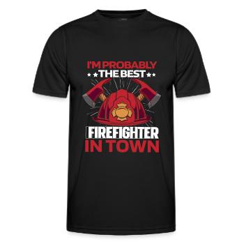 Feuerwehrmann Helm - Männer Funktions-T-Shirt - Schwarz - Vorne - AI Model Male 178 dark (178cm)