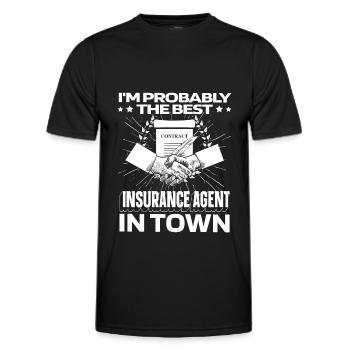 Conseiller en assurance Courtier d’assurance Lustig - T-shirt sport Homme - noir - Devant - AI Model Male 178 dark (178cm)