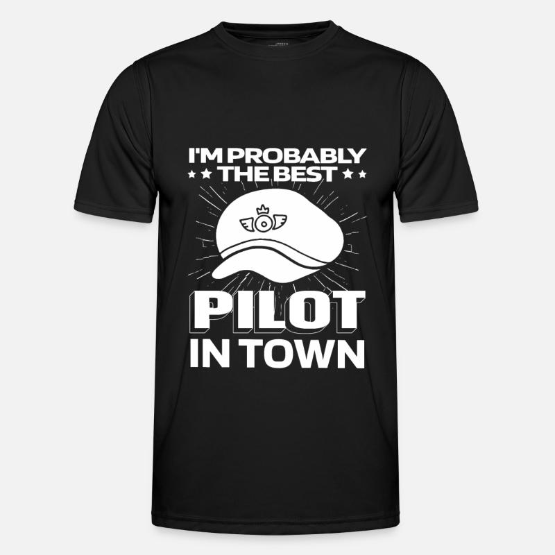 Flugzeug Pilot - Männer Funktions-T-Shirt - Schwarz