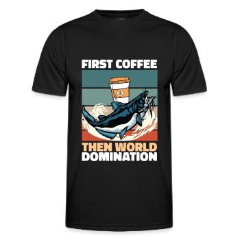 Wels Kaffee - Männer Funktions-T-Shirt - Schwarz - Vorne - AI Model Male 178 dark (178cm)