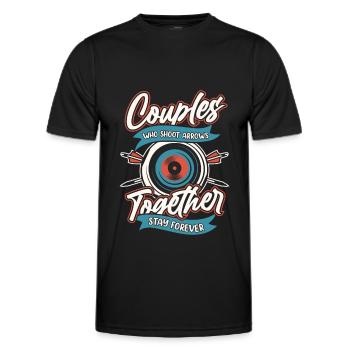 Tir à l’arc Tir à l’arc Archer Paire - T-shirt sport Homme - noir - Devant - AI Model Male 178 dark (178cm)