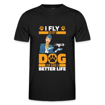 Flugbegleiter Stewardess Hund - Männer Funktions-T-Shirt - Schwarz - Vorne - AI Model Male 178 dark (178cm)