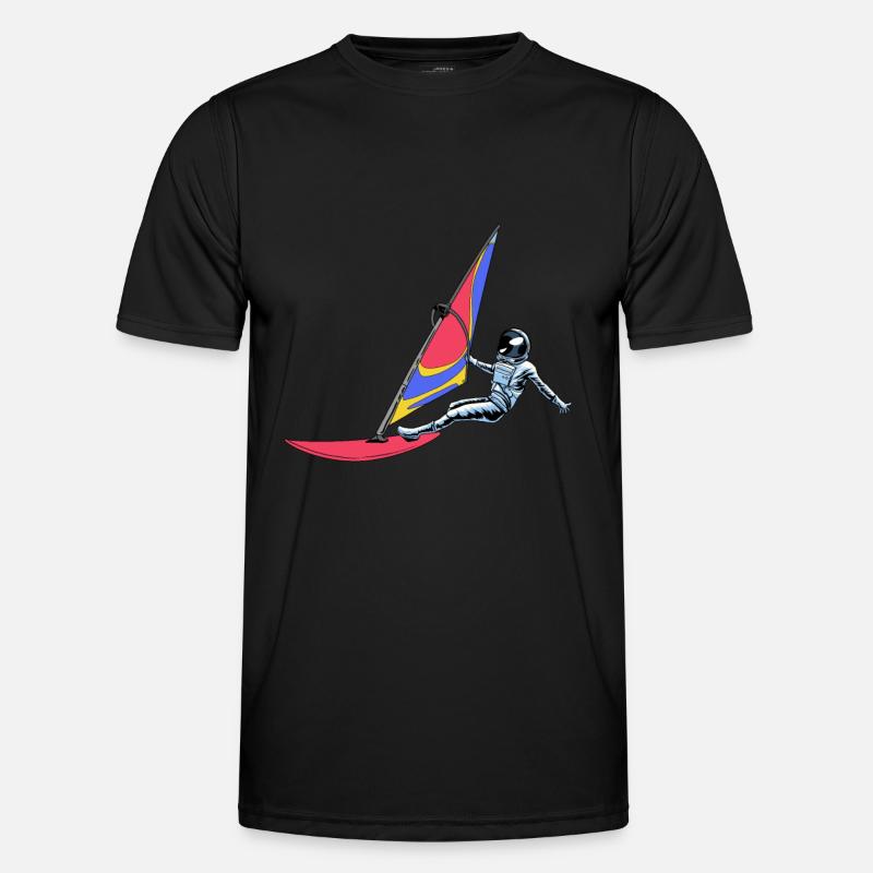 Windsurfen Windsurfer Astronaut - Männer Funktions-T-Shirt - Schwarz