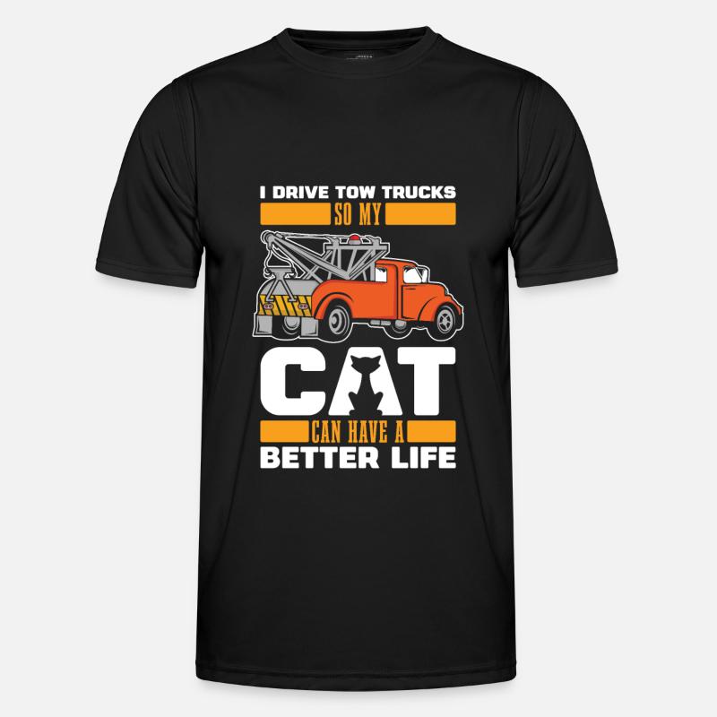 Abschleppdienst Abschlepper Katze - Männer Funktions-T-Shirt - Schwarz
