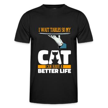 Serveur Serveuse Cat - T-shirt sport Homme - noir - Devant - AI Model Male 178 dark (178cm)