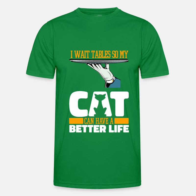 Kellner Kellnerin Katze Männer Funktions-T-Shirt