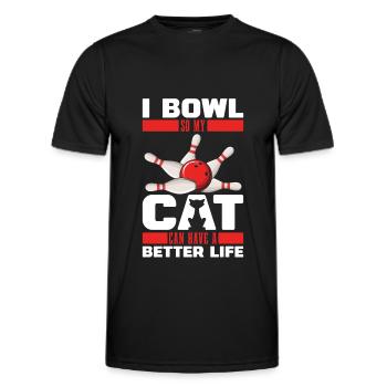 Bowling Bowlen Bowler Katze - Männer Funktions-T-Shirt - Schwarz - Vorne - AI Model Male 178 dark (178cm)