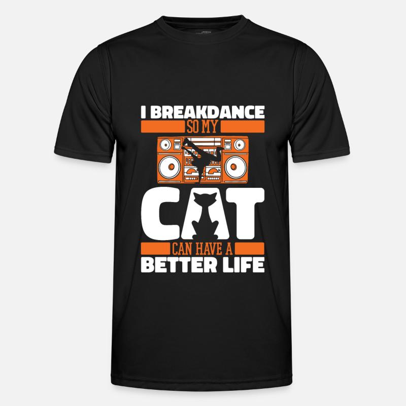 Breakdance Breakdancer Breakdancing Katze - Männer Funktions-T-Shirt - Schwarz