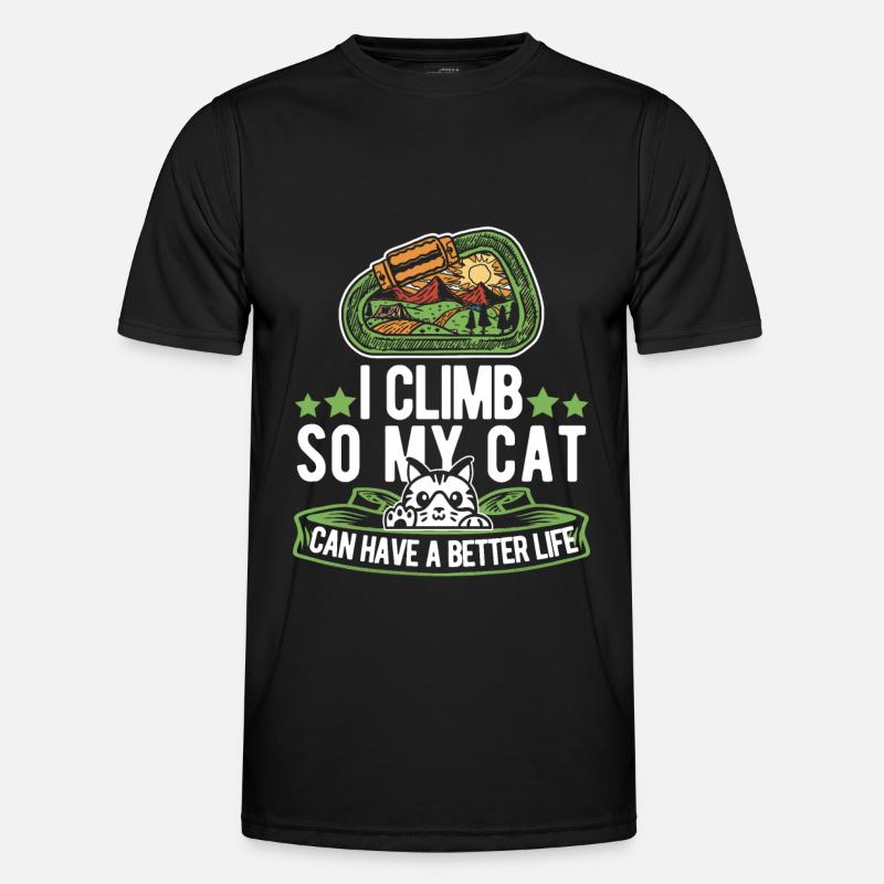 Klettern Kletterer Katze - Männer Funktions-T-Shirt - Schwarz