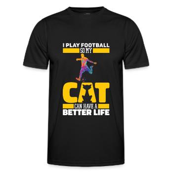 American Football Cat - Men's Functional T-Shirt - black - Front - AI Model Male 178 dark (178cm)