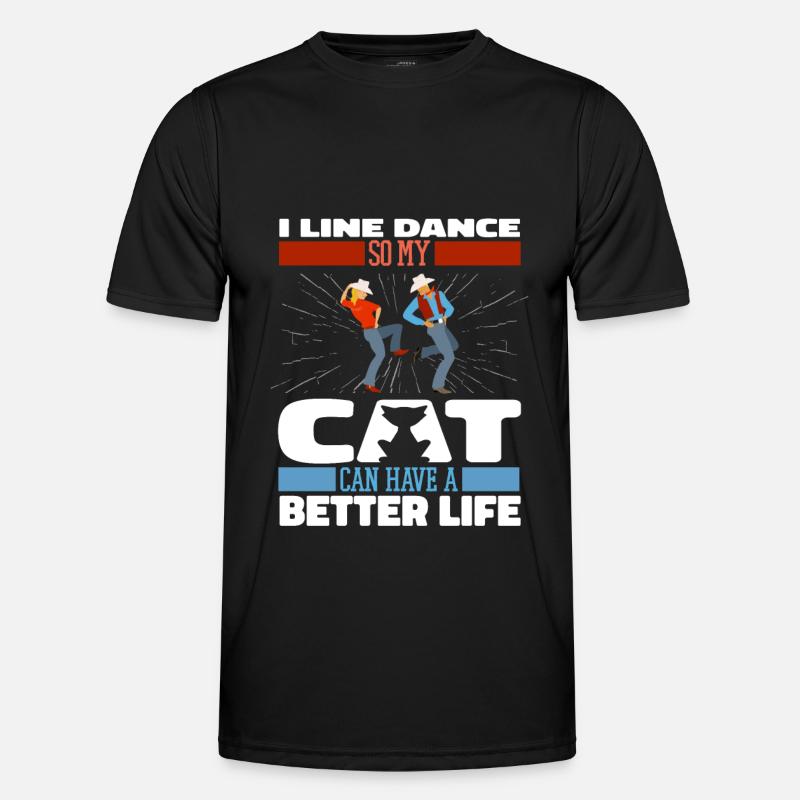 Line Dance Katze - Männer Funktions-T-Shirt - Schwarz