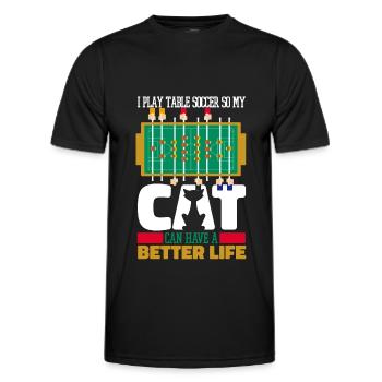 Tischfußball Kicker Katze - Männer Funktions-T-Shirt - Schwarz - Vorne - AI Model Male 178 dark (178cm)