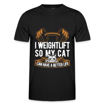 Weightlifting Weightlifting Cat - Men's Functional T-Shirt - black - Front - AI Model Male 178 dark (178cm)
