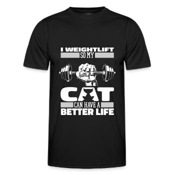 Weightlifting Weightlifting Cat - Men's Functional T-Shirt - black - Front - AI Model Male 178 dark (178cm)