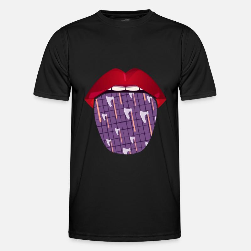 Axe Throwing Axe Thrower Lips - Men's Functional T-Shirt - black