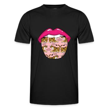 Tiger Lippen - Männer Funktions-T-Shirt - Schwarz - Vorne - AI Model Male 178 dark (178cm)