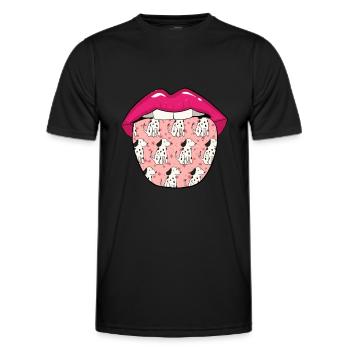 Dalmatian tongue - Men's Functional T-Shirt - black - Front - AI Model Male 178 dark (178cm)