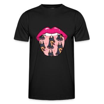 Lèvres de doberman - T-shirt sport Homme - noir - Devant - AI Model Male 178 dark (178cm)