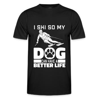 Skiing Apres Ski Dog - Men's Functional T-Shirt - black - Front - AI Model Male 178 dark (178cm)
