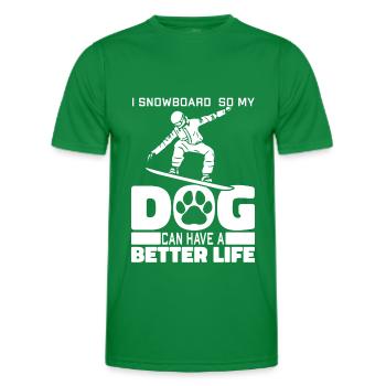 Snowboard Snowboarder Dog - Men's Functional T-Shirt - kelly green - Front - AI Model Male 178 dark (178cm)
