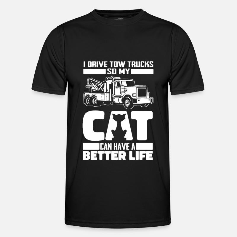 Abschleppdienst Abschlepper Katze - Männer Funktions-T-Shirt - Schwarz