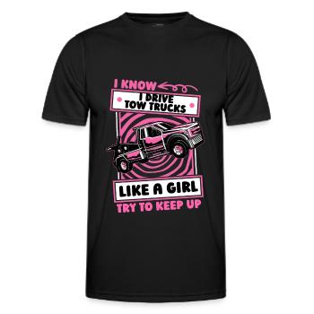 Abschleppdienst Abschlepper Mädchen - Männer Funktions-T-Shirt - Schwarz - Vorne - AI Model Male 178 dark (178cm)