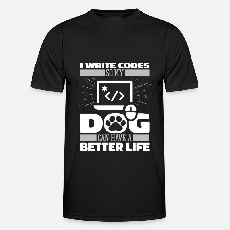 Entwickler Coder Programmierer Hund - Männer Funktions-T-Shirt - Schwarz