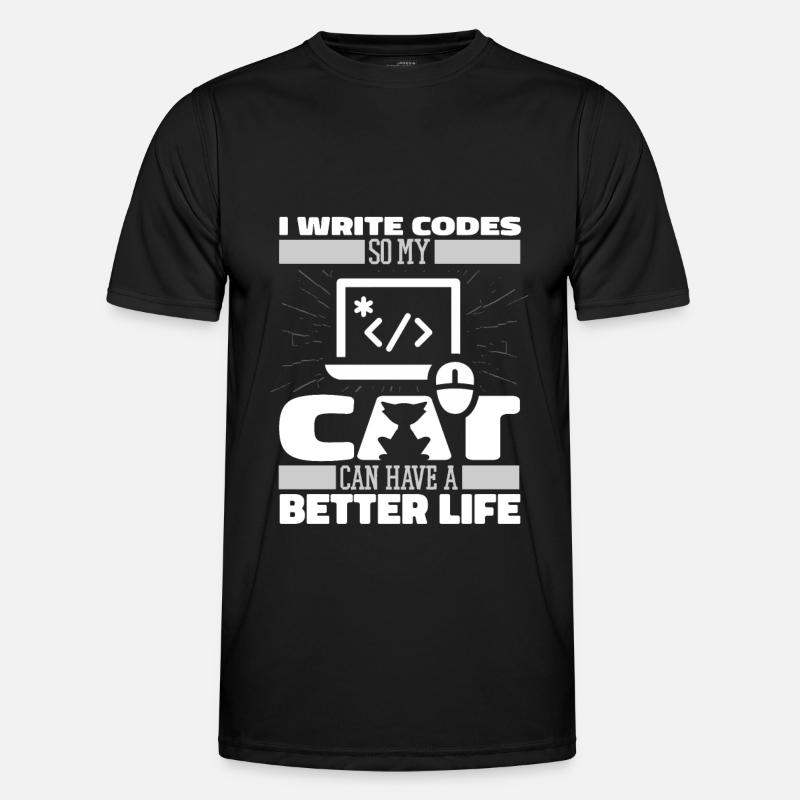 Developer Coder Programmer Cat - Men's Functional T-Shirt - black