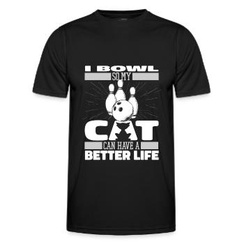 Bowling Bowlen Bowler Katze - Männer Funktions-T-Shirt - Schwarz - Vorne - AI Model Male 178 dark (178cm)