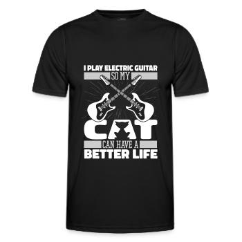 Guitare électrique Guitare électrique Cat - T-shirt sport Homme - noir - Devant - AI Model Male 178 dark (178cm)