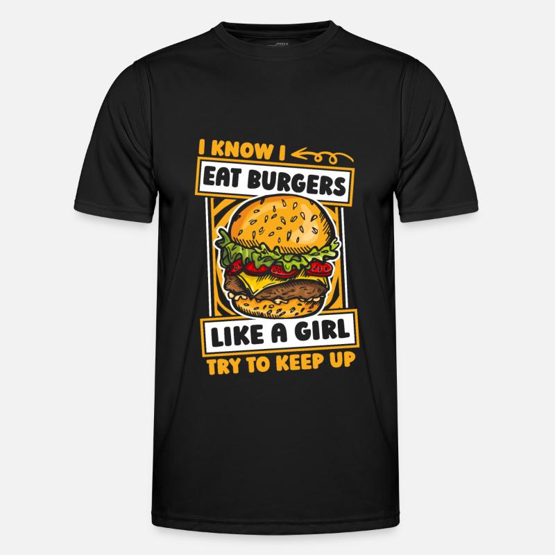 Burger Hamburger Mädchen - Men's Functional T-Shirt - black