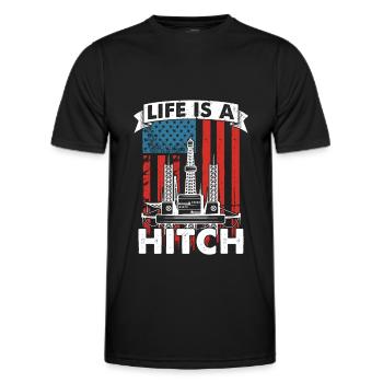 Oil Field Oil Rig Oil Rig US Flag - Men's Functional T-Shirt - black - Front - AI Model Male 178 dark (178cm)