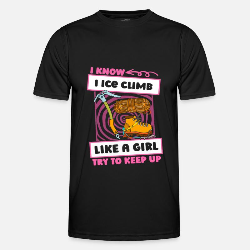 Eisklettern Mädchen - Männer Funktions-T-Shirt - Schwarz