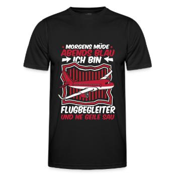 Flugbegleiter Stewardess - Männer Funktions-T-Shirt - Schwarz - Vorne - AI Model Male 178 dark (178cm)